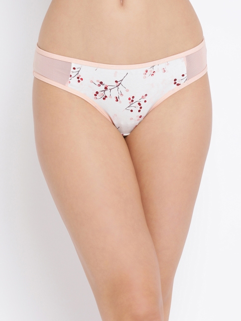 

Clovia Women White & Cream-Coloured Printed Low-Waist Bikini Briefs PN3150P18XL