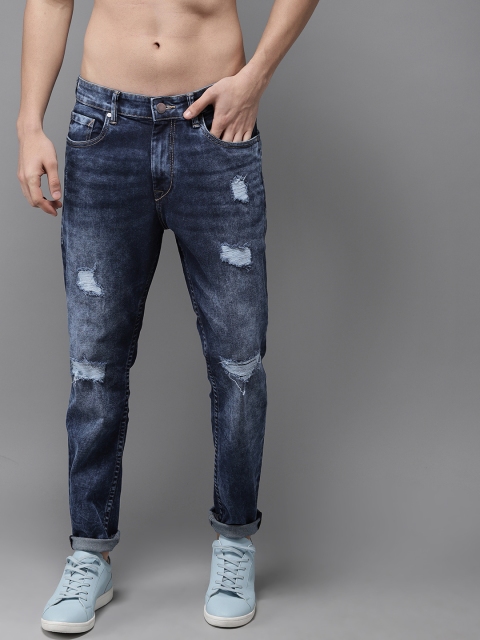 

HERE&NOW Men Blue Slim Tapered Fit Mid-Rise Mildly Distressed Stretchable Jeans