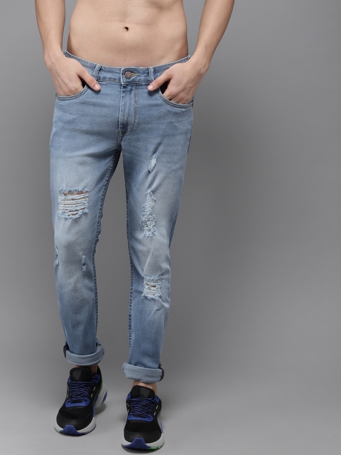 

HERE&NOW Men Blue Skinny Fit Mid-Rise Mildly Distressed Stretchable Jeans