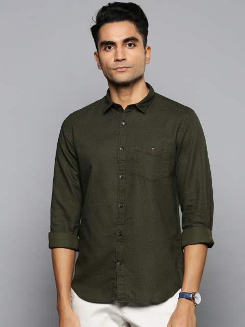 

Louis Philippe Sport Men Olive Green Super Slim Fit Printed Casual Shirt