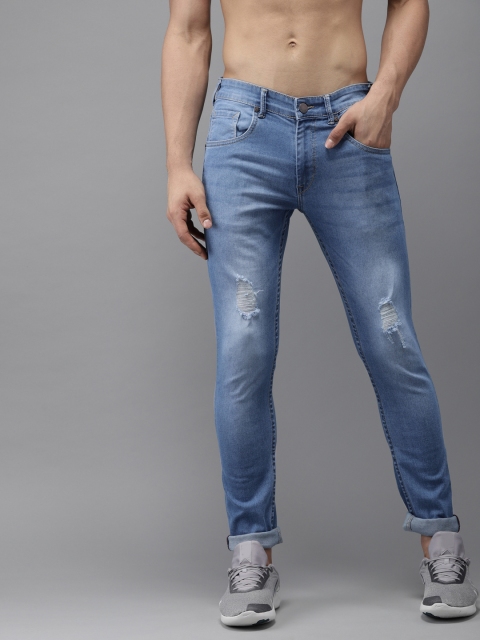 

HERE&NOW Men Blue Skinny Fit Mid-Rise Mildly Distressed Stretchable Jeans