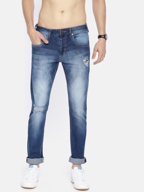 

HERE&NOW Men Blue Skinny Fit Mid-Rise Mildly Distressed Stretchable Jeans