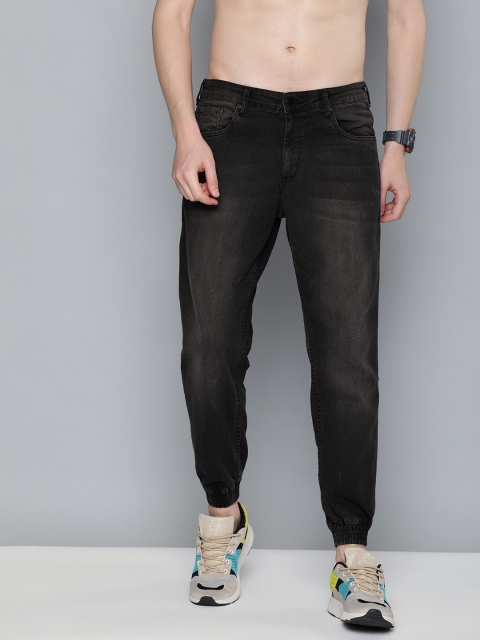 

HERE&NOW Men Black Jogger Fit Mid-Rise Clean Look Stretchable Jeans