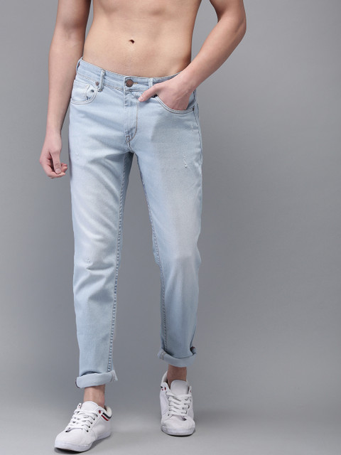 

HERE&NOW Men Blue Slim Fit Mid-Rise Low Distress Stretchable Jeans