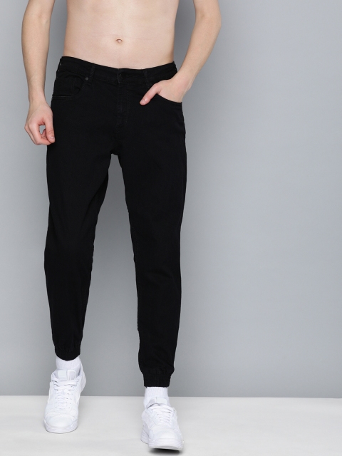 

HERE&NOW Men Black Jogger Fit Mid-Rise Clean Look Stretchable Jeans
