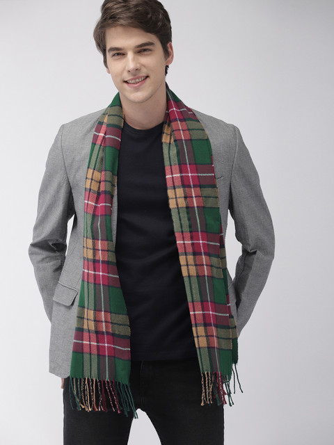 

Mast & Harbour Unisex Green & Burgundy Checked Acrylic Scarf