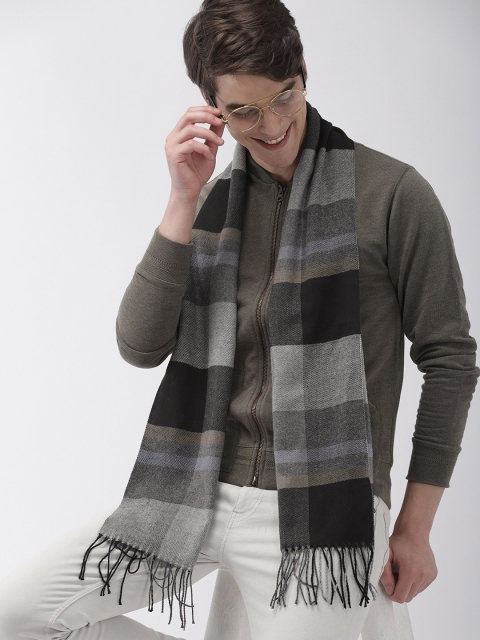 

Mast & Harbour Unisex Grey & Black Checked Scarves
