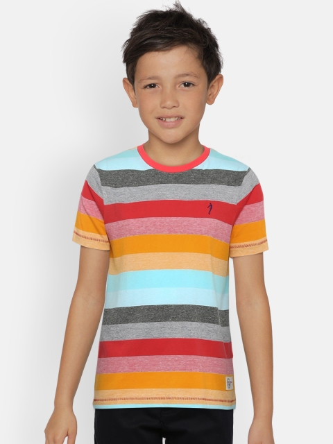 

Indian Terrain Boys Multicoloured Striped Round Neck T-shirt, Multi