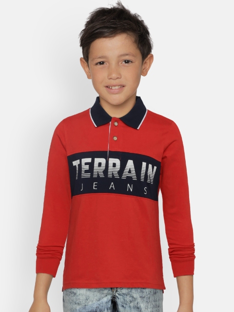 

Indian Terrain Boys Red Printed Polo Collar T-shirt