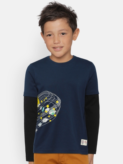 

Indian Terrain Boys Navy Blue Printed Detail Round Neck T-shirt