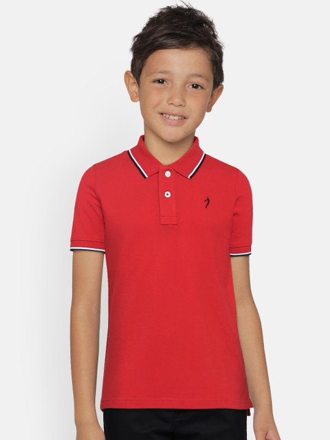 

Indian Terrain Boys Red Solid Polo Collar T-shirt