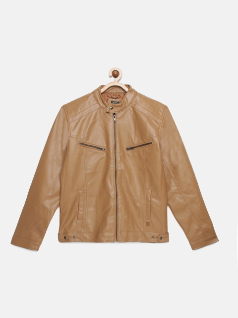 

Indian Terrain Boys Khaki-Brown Solid Windcheater Biker Jacket