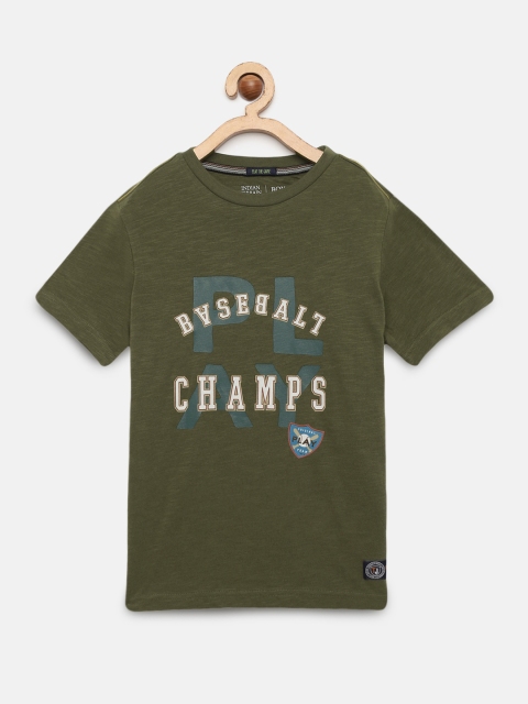 

Indian Terrain Boys Olive Green Printed Round Neck T-shirt