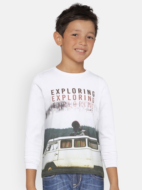 

Indian Terrain Boys White Printed Round Neck Pure Cotton T-shirt