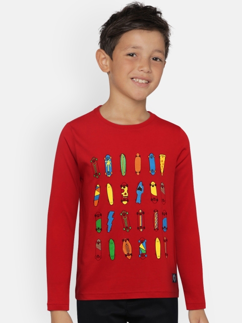 

Indian Terrain Boys Red Printed Round Neck T-shirt