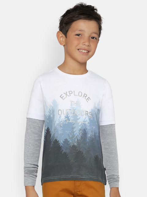 

Indian Terrain Boys White Printed Round Neck Pure Cotton T-shirt