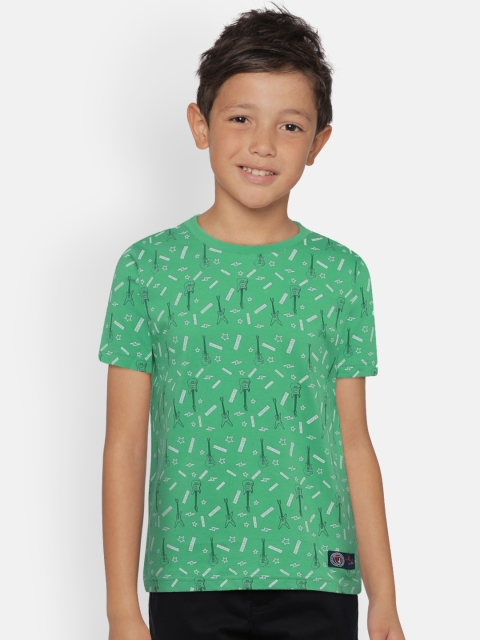 

Indian Terrain Boys Green Printed Round Neck T-shirt