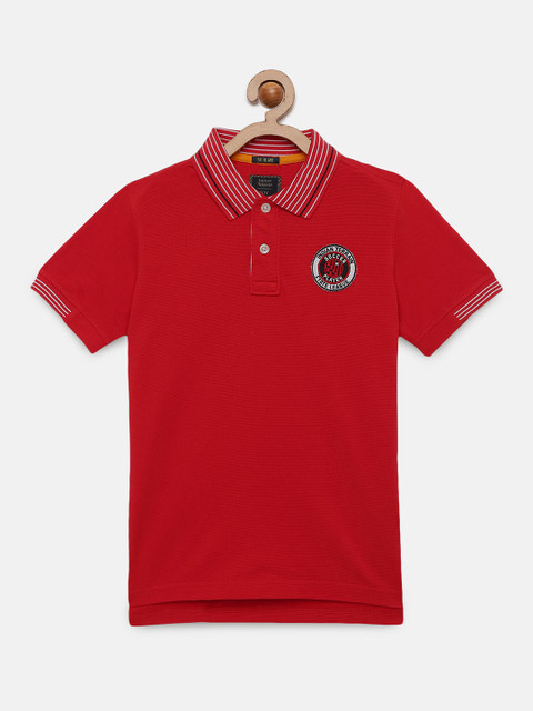 

Indian Terrain Boys Red Solid Polo Collar T-shirt