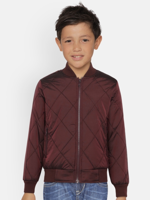 

Indian Terrain Boys Burgundy Solid Insulator Quilted Jacket
