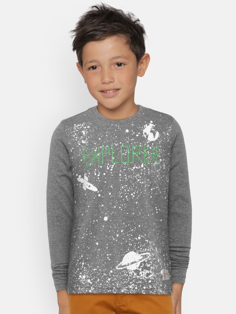 

Indian Terrain Boys Grey Melange Boys Glow-in-the-Dark T-shirt