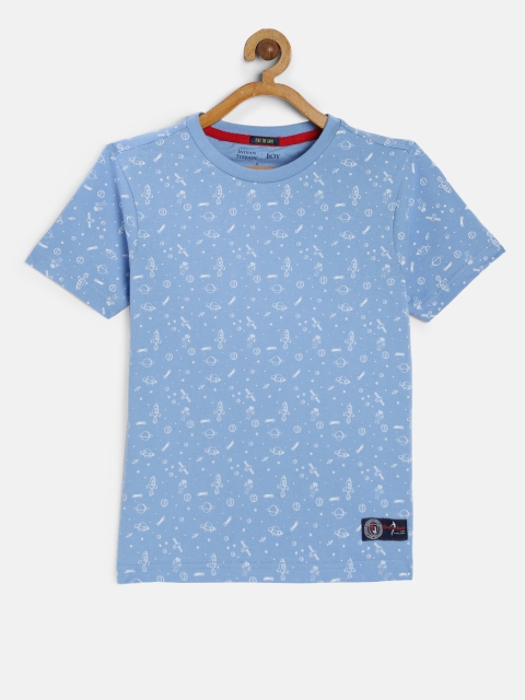 

Indian Terrain Boys Blue Printed Round Neck T-shirt