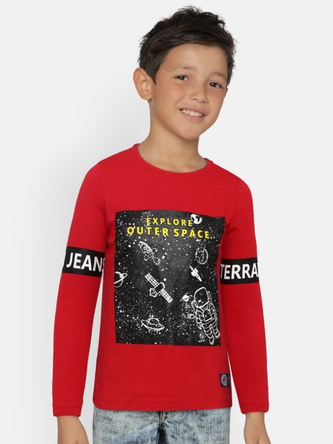 

Indian Terrain Boys Red Printed Round Neck T-shirt