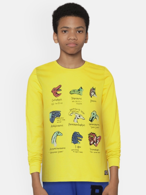 

Indian Terrain Boys Yellow Printed Round Neck T-shirt