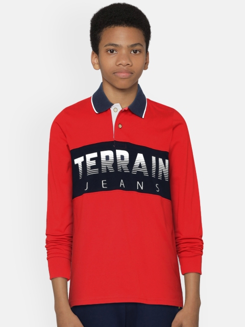 

Indian Terrain Boys Red Printed Polo Collar T-shirt