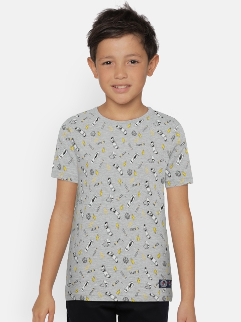 

Indian Terrain Boys Grey Printed Round Neck T-shirt