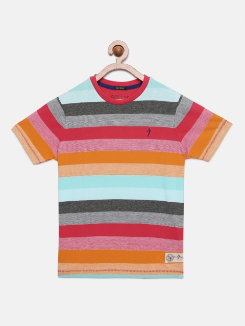 

Indian Terrain Boys Multicoloured Striped Round Neck T-shirt, Multi