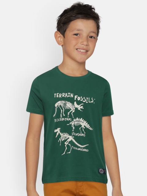 

Indian Terrain Boys Green Printed Round Neck T-shirt