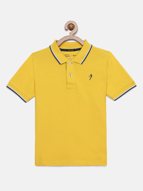 

Indian Terrain Boys Yellow Solid Polo Collar T-shirt