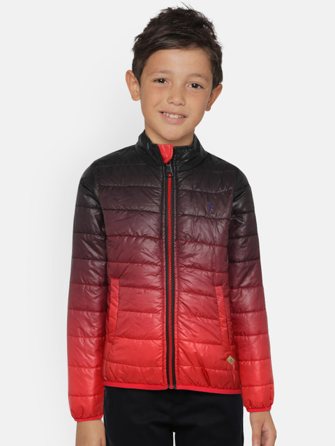 

Indian Terrain Boys Red & Black Colourblocked Puffer Jacket