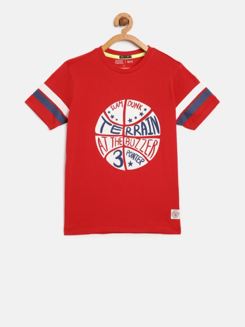 

Indian Terrain Boys Red Printed Round Neck T-shirt