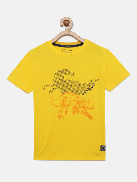 

Indian Terrain Boys Yellow Printed Round Neck T-shirt