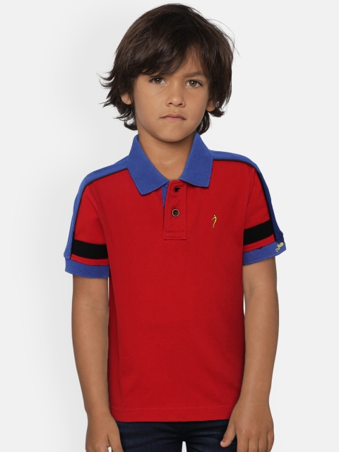 

Indian Terrain Boys Red & Blue Colourblocked Polo Collar T-shirt