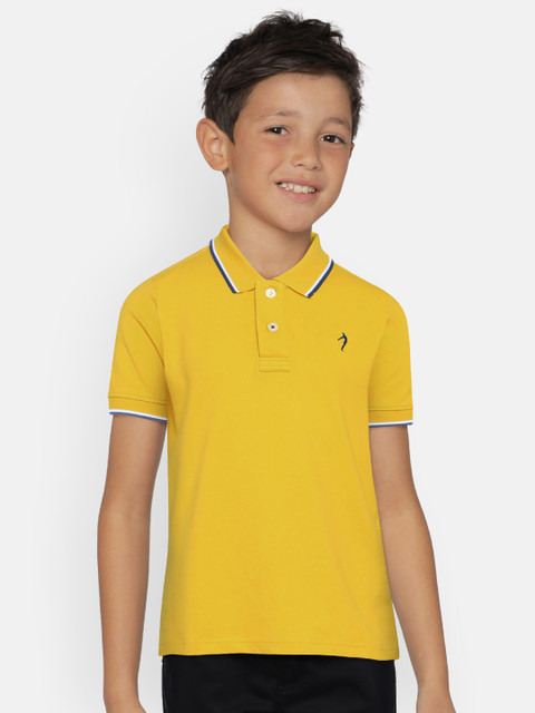 

Indian Terrain Boys Yellow Solid Polo Collar T-shirt