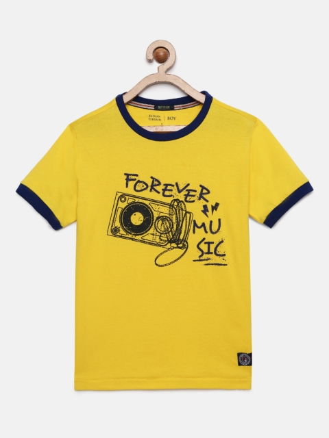 

Indian Terrain Boys Yellow Printed Round Neck T-shirt