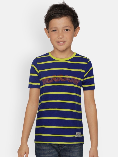 

Indian Terrain Boys Blue Striped Round Neck T-shirt