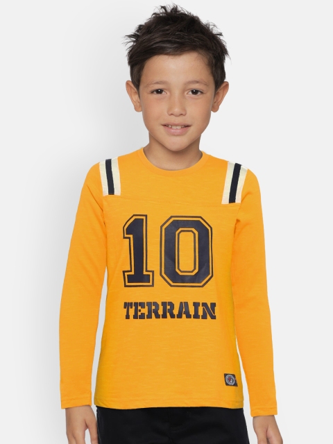 

Indian Terrain Boys Yellow Printed Round Neck T-shirt