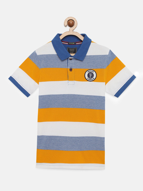 

Indian Terrain Boys Multicoloured Striped Polo Collar T-shirt, Multi