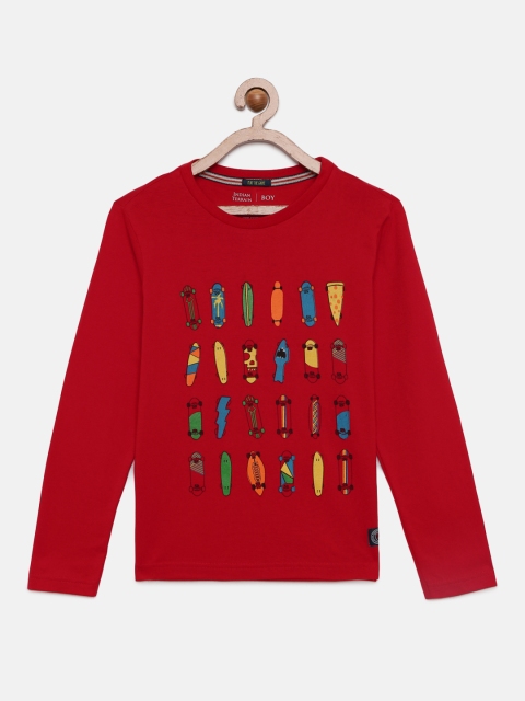 

Indian Terrain Boys Red Printed Round Neck T-shirt