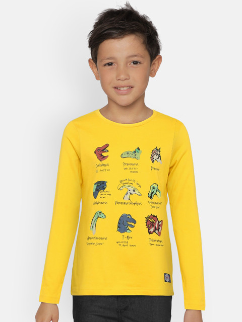 

Indian Terrain Boys Yellow Printed Round Neck T-shirt