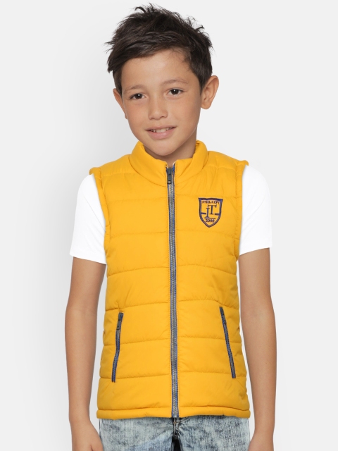 

Indian Terrain Boys Mustard Yellow Solid Quilted Jacket