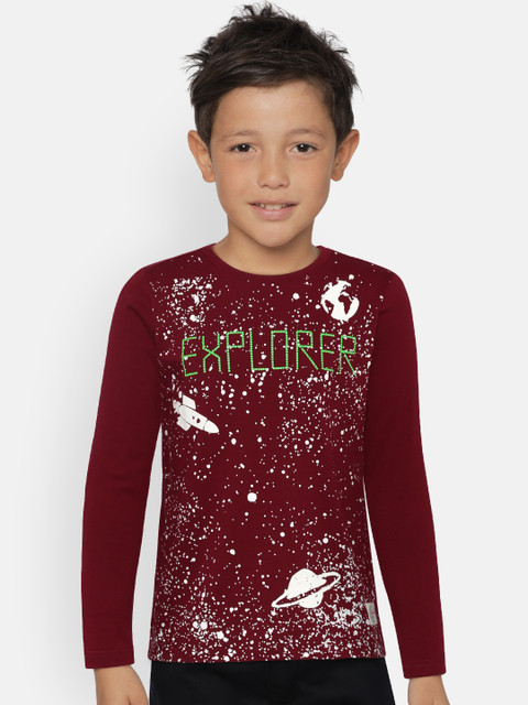 

Indian Terrain Boys Maroon Glow-in-the-Dark T-shirt