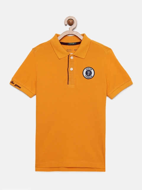 

Indian Terrain Boys Yellow Solid Polo Collar T-shirt
