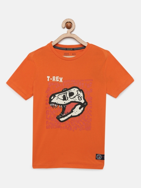 

Indian Terrain Boys Orange Printed Round Neck T-shirt
