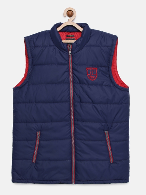 

Indian Terrain Boys Navy Blue Solid Insulator Quilted Jacket