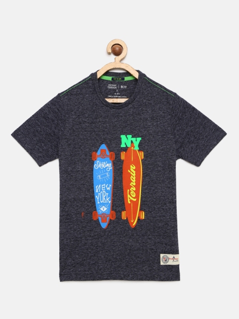 

Indian Terrain Boys Navy Blue Printed Round Neck T-shirt