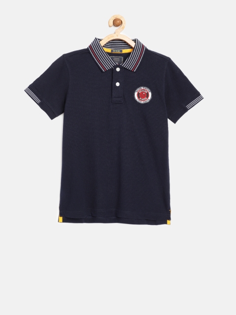 

Indian Terrain Boys Navy Blue Solid Polo Collar T-shirt